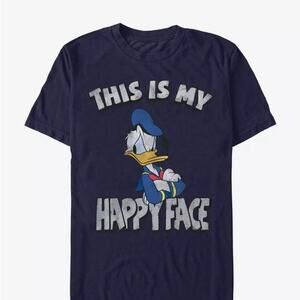 Disney Navy Blue Donald Duck This is My Happy Face Graphic T-Shirt NEW Large